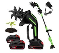 Motoculteur De Jardin Mini sans Fil, Motobineuse électrique sans Fil avec Batterie Lithium Rechargeable, Largeur De Labour De 10cm, Profondeur De Travail De 10cm, Motoculteur De Sol Portable