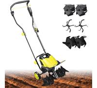 Motoculteur électrique 2400 W avec 3 lames interchangeables - Rotavateur de jardin avec 45 cm de largeur et 22 cm de profondeur, 2 roues, motoculteur rotatif pour la ferme, la cour, la pelouse et