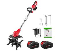 Motoculteur Électrique 550W - Machine à Labourer et Bêcher avec 2 Têtes Interchangeables - Batterie Makita 21V incluse