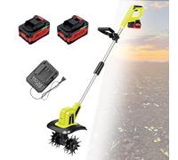 Motoculteur éLectrique à Batterie Avec 4 Lames En Acier, IdéAl Pour Le Jardin, La Pelouse Et Les Potagers,2batteries