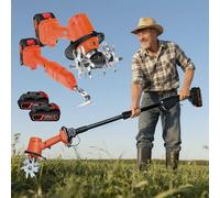 Motoculteur électrique, mini-houe, mini-motoculteur sans fil 21 V, cultivateur portatif, 235 tr/min avec 4 rangées de dents, largeur et profondeur de travail de 10 cm