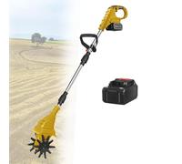 Motoculteur éLectrique, Profondeur De Travail De 25 Cm Et Largeur De Travail De 20 Cm, Vitesse De Rotation éLevéE De 270 Tr/Min, Avec Batterie, Pour Ferme, Parc,Yellow-DualBlades-1battery