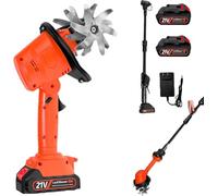 Motoculteur éLectrique sans Fil 21v,avec Batterie Rechargeable Au Lithium Et Perche TéLescopique,235rpm,Largeur De Travail De 10cm, Profondeur De Travail De 10cm,pour Le Jardin