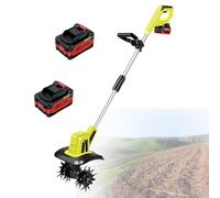 Motoculteur éLectrique Sans Fil Avec 4 Lames En Acier, Motoculteur à Batterie, Largeur De Travail 25 Cm, Profondeur De Labour 22 Cm,2batteries