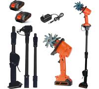 Motoculteur électrique sans Fil, motoculteur léger avec Une Profondeur et Une Largeur de 10 cm, 2 Batteries et Un Manche télescopique de 1,3 m, pour pelouse, Jardin, Ferme et Potager