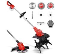 Motoculteur et débroussailleuse sans fil 2 en 1 - Compatible avec batteries Makita, motobineuse sans fil avec 5 types de lames et brosse anti-mauvaises herbes - Motobineuse sans fil pour petit