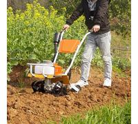 Motoculteur motorisé, moteur à essence 2,2 kW, scarificateur de pelouse sans fil à 2 temps avec 4 lames de motoculteur pour ameublissement du sol et jardinage