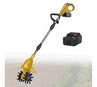 Motoculteur Sans Fil Avec Batterie 21V,Motobineuse Avec Profondeur De Travail De 25Cm Et Largeur De Travail De 20Cm, Motoculteur éLectrique Pour Jardin Et Cour,Yellow-FourBlades-1battery