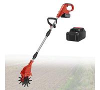 Motoculteur Sans Fil Avec Batterie 21V,Motobineuse Avec Profondeur De Travail De 25Cm Et Largeur De Travail De 20Cm, Motoculteur éLectrique Pour Jardin Et Cour,Red-DualBlades-1battery