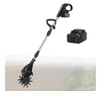 Motoculteur Sans Fil Avec Batterie 21V,Motobineuse Avec Profondeur De Travail De 25Cm Et Largeur De Travail De 20Cm, Motoculteur éLectrique Pour Jardin Et Cour,Black-DualBlades-1battery