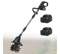 Motoculteur Sans Fil Avec Batterie 21V,Motobineuse Avec Profondeur De Travail De 25Cm Et Largeur De Travail De 20Cm, Motoculteur éLectrique Pour Jardin Et Cour,Black-FourBlades-2batteries