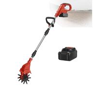 Motoculteur Sans Fil Avec Batterie, Motoculteur éLectrique 270 Tr/Min, Profondeur De Travail De 25 Cm Et Largeur De Travail De 20 Cm Pour Le Travail Du Sol,Red-DualBlades-1battery