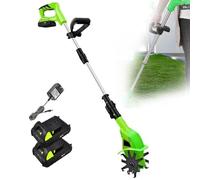 Motoculteur sans Fil, Motobineuse Électrique, Kit Motoculteur, 10 Cm, avec 2 Batteries De 2 000 MAh Et Chargeur, Motobineuse 250 TR/Min pour Petite Ferme, Motoculteur Électrique pour Le Travail