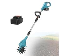 Motoculteur Sans Fil, Vitesse De Rotation De 270 Tr/Min, Motoculteur éLectrique Pliable Pour Retourner Le Sol, DéSherber Et Cultiver Le Sol,Blue-DualBlades-1battery