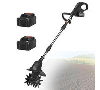 Motoculteur Sans Fil, Vitesse De Rotation De 270 Tr/Min, Motoculteur éLectrique Pliable Pour Retourner Le Sol, DéSherber Et Cultiver Le Sol,Black-FourBlades-2batteries