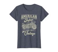Motocyclette américaine Classique et Vintage Indian née en 1982 T-Shirt, Femme, Bleu Chiné, S