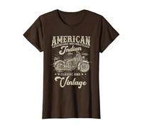 Motocyclette américaine Classique et Vintage Indian née en 1982 T-Shirt, Femme, Marron, XXL