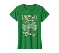 Motocyclette américaine Classique et Vintage Indian née en 1982 T-Shirt, Femme, Vert Kelly, S