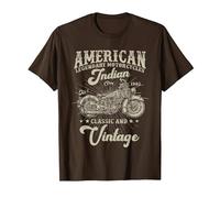 Motocyclette américaine Classique et Vintage Indian née en 1982 T-Shirt, Homme, Marron, XL