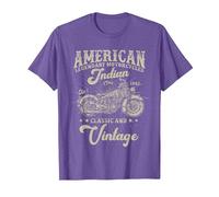 Motocyclette américaine Classique et Vintage Indian née en 1982 T-Shirt, Homme, Violet Chiné, XXL