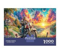 Motocyclette Sunset 1000 Pièces PuzzlePièces Chien Lighthouse pour Adultes De Jeu pour Adultes Parfaitpourla Détente Créativité Et CommeCadeau52x38cm/1000pcs