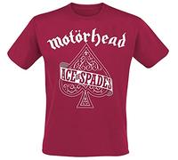Motörhead Ace of Spades Homme T-Shirt Manches Courtes Rouge L 100% Coton Regular/Coupe Standard
