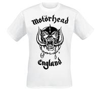 Motörhead England Homme T-Shirt Manches Courtes Blanc 100% Coton Regular/Coupe Standard