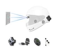 MOTOEYE E6+ Casque de moto HUD, affichage tête haute, Bluetooth, GPS, CarPlay, Android Auto, Interphone en maille, caméra de recul, télécommande, réduction du bruit, lumières RVB, IP66 pour tous les