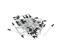 Motoforti Rivets Aveugles Grand Flasque Extrémité Ouverte, Diamètre Préhension 2,4 Mm, Longueur Préhension 5 Mm, Diamètre Flasque 5 Mm, Alliage Aluminium, Fer, Ton Argent, Noir, 50 Pièces