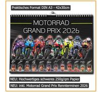 MotoGP Calendrier mural 2025 de qualité supérieure pour moto