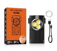 motomoyo V7 Lampe de Poche Aimantée 1100LM 4 Lumières Latérales(R/B/W/UV) Vérification UV, SOS Rouge, Port USB-C IP65 Étanche pour Randonnée et Urgence - Poche Mini EDC