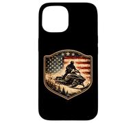 Motoneige Drapeau USA Neige Luge Patriotique Motoneige Amérique Coque pour iPhone 15