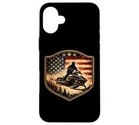 Motoneige Drapeau USA Neige Luge Patriotique Motoneige Amérique Coque pour iPhone 16 Plus