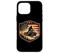 Motoneige Drapeau USA Neige Luge Patriotique Motoneige Amérique Coque pour iPhone 16 Pro Max
