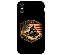 Motoneige Drapeau USA Neige Luge Patriotique Motoneige Amérique Coque pour iPhone X/XS