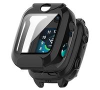 MOTONG Coque de protection complète en polycarbonate pour montre - Protection d'écran en verre trempé compatible avec Xplora XGO 2 (PC noir)