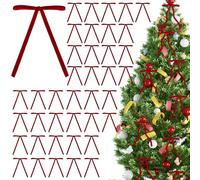 MOTONG Lot de 40 nœuds papillon de Noël à paillettes pour sapin de Noël - Rouge vif
