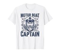 Motor Boat Captain Vintage Bearded Sailor Nautical Men T-Shirt