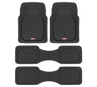 Motor Trend FlexTough Tapis de Sol de Voiture Original en Caoutchouc Noir pour véhicules à 3 rangées, 2ème rangée Avant et arrière, Plat Profond, Toutes Saisons, Garniture Robuste pour Voitures,