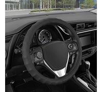 Motor Trend Housse de Volant Ergonomique pour Volant de Petite Taille de Voitures, VUS, Bateaux (34,3 à 36,8 cm) - Cuir véritable (Noir)