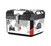 Motorbike Luggage Box, Scooter Storage Compartment, 45L Capacity Waterproof & Dustproof Shell with Locking Lid, Pannier Trunk Case for Travel, Road Trip, Long Ride, Delivery, Color Black Or White