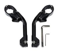 Motorcycle 1-1/4" 32mm Gloss Black Long Angled Adjustable Highway Foot Peg Mount Kit for all models with 1.25 Inches Engine Guard E.g for Harley and Yamaha and for Honda