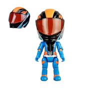 Motorcycle Action Figure - Transformable Helmet Doll Toy for Collectors | Realistic Character Design with Display Style Details, Decorative Figurine for Bedroom Shelf Home Dorm Gift, 5×5,5×12 cm