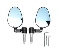 Motorcycle Brillixa Mot à arrière, rétroviseur latéral du guidon, rétroviseur en verre à moto, compatible avec le vélo de moto, 2pcs Remplacement de la vue en verre bleu noir