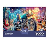 Motorcycle Cat 1000 Pièces Puzzle Classique en Carton Très Épais pour Améliorer Son Attention Moto de Fantasy Colorée idéal pour Se Détendre chez Soi Ou comme Cadeau De Maison 70x50cm/1000pcs