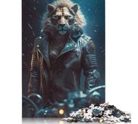 Motorcycle Club Lion Puzzle 1000 Pièces Cadeau Unique Jeu Éducatif Défi Jouet À De Qualité Supérieure Peinture Art pour Adultes Enfants 1000pcs (38x26cm)