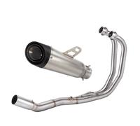 Motorcycle Exhaust Muffler Système Pot d'échappement Avant modifié en Acier Inoxydable pour Moto, Compatible avec YZF-R25 R3 MT03(Front Section+Silver)