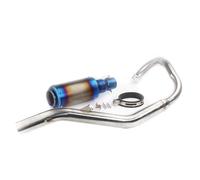 Motorcycle Exhaust Muffler Système Tuyau d'échappement Avant en Acier Inoxydable, Grand turbocompresseur de Modification de Moto Compatible avec Benelli 250 Small Yellow Dragon 250(Suit 12)