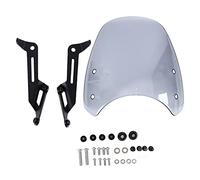 Motorcycle Front Windshield with Aluminum Mounting Brackets for T100 T120 2016-2020 Windproof ABS Spoiler Screen with Easy Installation Kit for Comfortable Safe Riding (Grey)