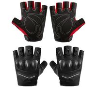 Motorcycle Half Finger Riding Gloves - Fingerless Grip Control Design, Breathable Woven Shell, Lightweight Hand Protection Accessory, Sweat Resistant Comfort Gear, Outdoor Cycling Driving Sport